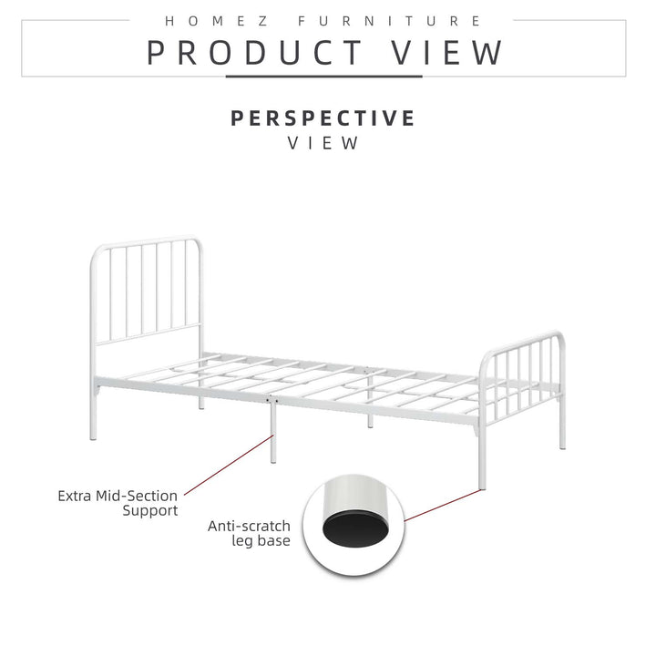 Homez 3V Single Size Powder Coat Metal Bed Frame-FYSB-0015/0011/0005