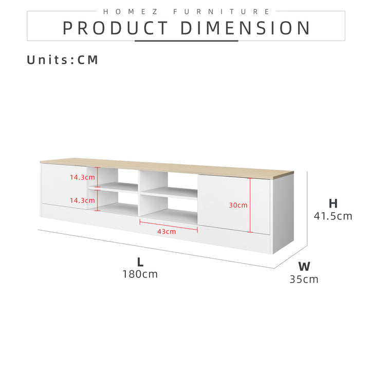 Homez 4FT / 5FT / 6FT TV Cabinet wooden TV Console living room Minimalist with PVC Leg white- 5914/5916/5926