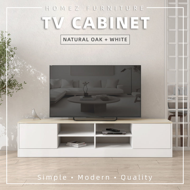 Homez 4FT / 5FT / 6FT TV Cabinet wooden TV Console living room Minimalist with PVC Leg white- 5914/5916/5926