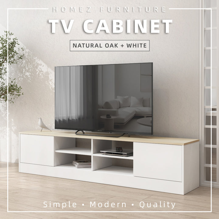 Homez 4FT / 5FT / 6FT TV Cabinet wooden TV Console living room Minimalist with PVC Leg white- 5914/5916/5926