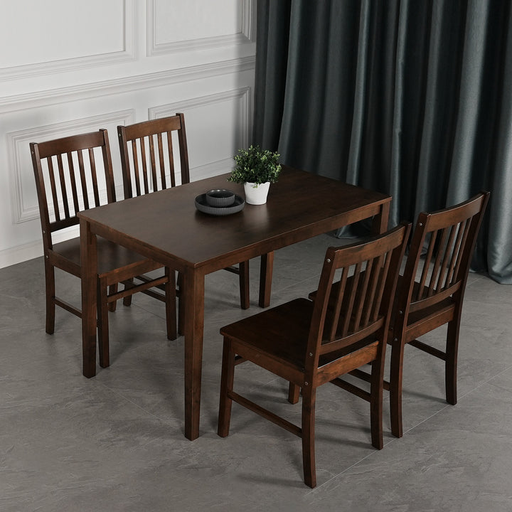 Homez 4 People Seater Pusan Metro Dining Set with 1 Table Solid Wood 4 Dining Chairs - HMZ-FN-DT-Metro(12075)-WN/DT-Metro(11370)-W5