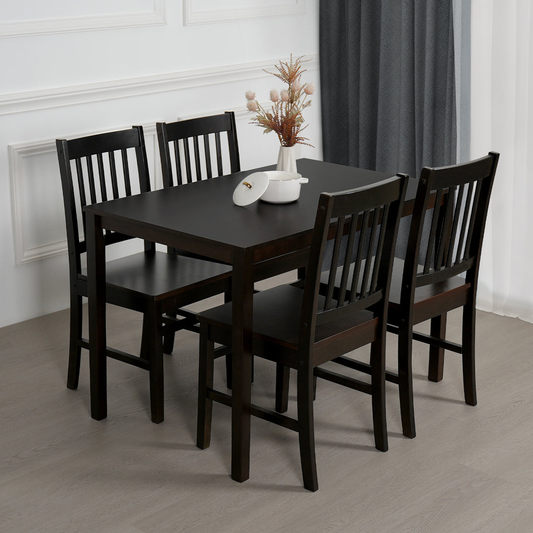 Homez 4 People Seater Pusan Metro Dining Set with 1 Table Solid Wood 4 Dining Chairs - HMZ-FN-DT-Metro(12075)-WN/DT-Metro(11370)-W5