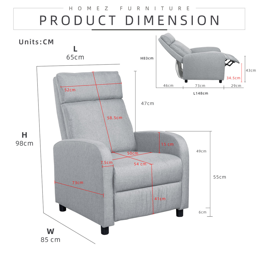Homez Linen Fabric Recliner Sofa Recliner Chair Bed Chair Sofa Chair Relaxation 1 S0eater Sofa Bed - 530/539