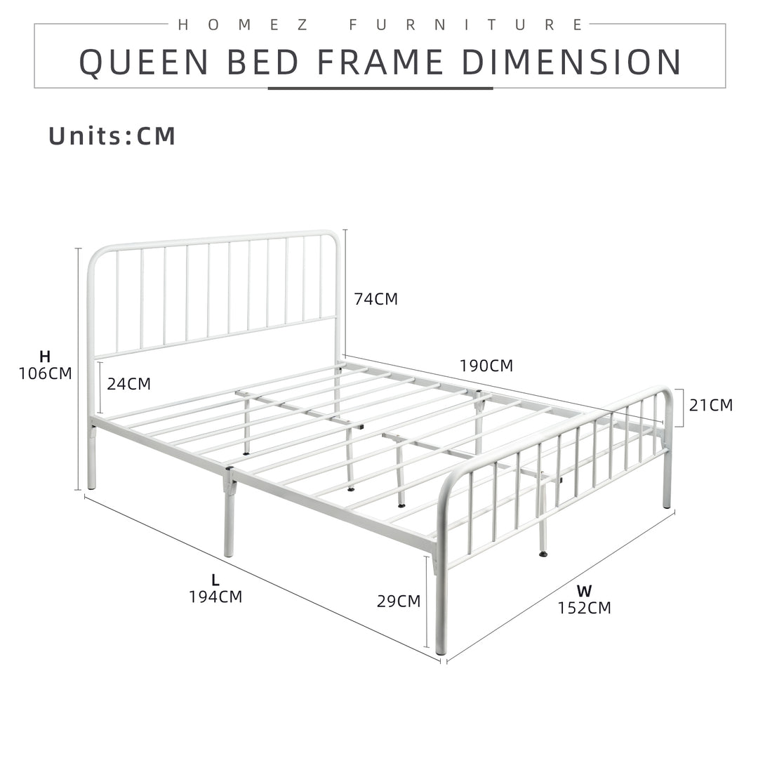 Homez 6.3FT 3V Powder Coated Metal Queen Size Bed Frame-FYDB-0025