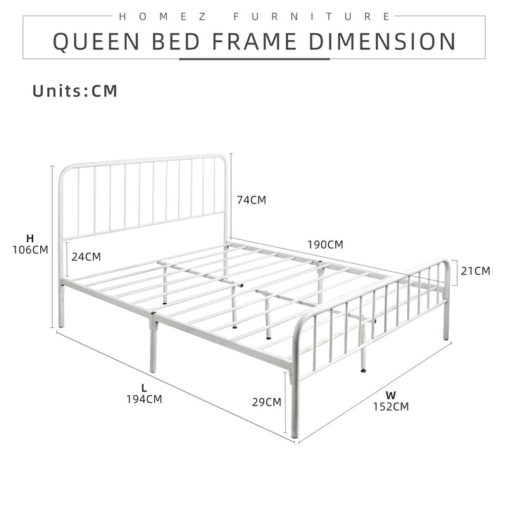 Homez 6.3FT 3V Powder Coated Metal Queen Size Bed Frame-FYDB-0025