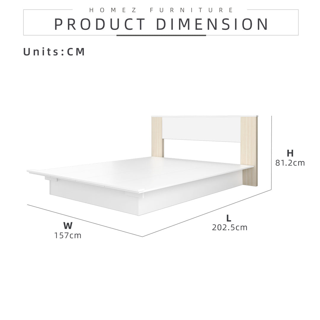 Homez 6.6FT Jordan Series Bed Frame Minimalist Oak Katil kayu queen-J8907