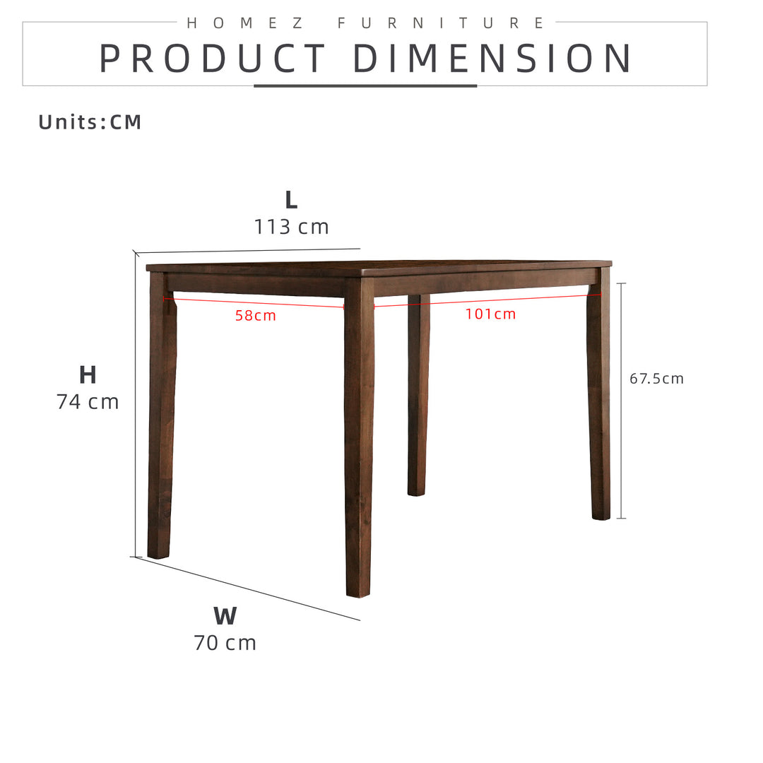 Homez 4 People Seater Pusan Metro Dining Set with 1 Table Solid Wood 4 Dining Chairs - HMZ-FN-DT-Metro(12075)-WN/DT-Metro(11370)-W5