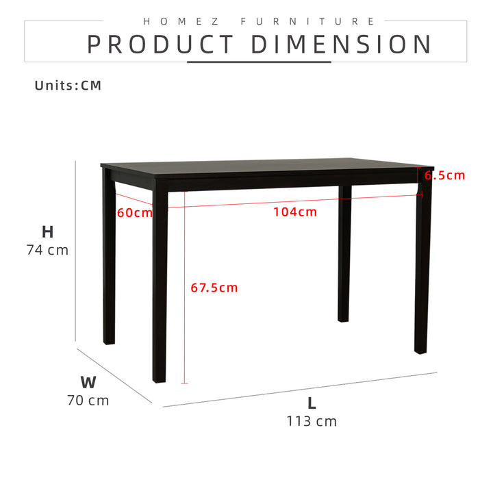 Homez 4 People Seater Pusan Metro Dining Set with 1 Table Solid Wood 4 Dining Chairs - HMZ-FN-DT-Metro(12075)-WN/DT-Metro(11370)-W5