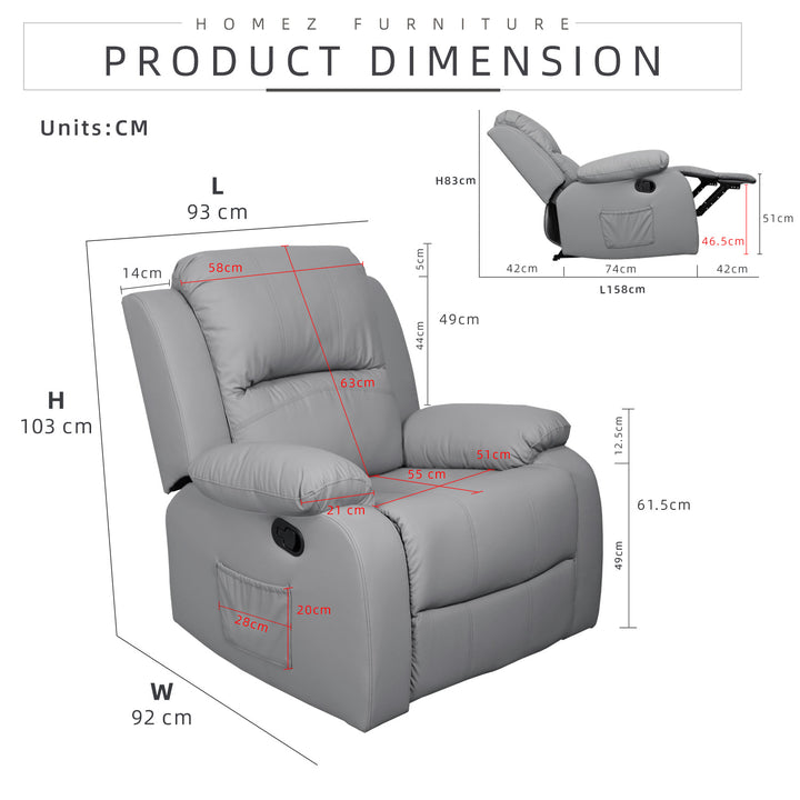 Homez 1 Seater Recliner Sofa TPU/PU Pet Friendly Fabric Linen Fabric Single Seat Sofa Bed SF-522/523/545