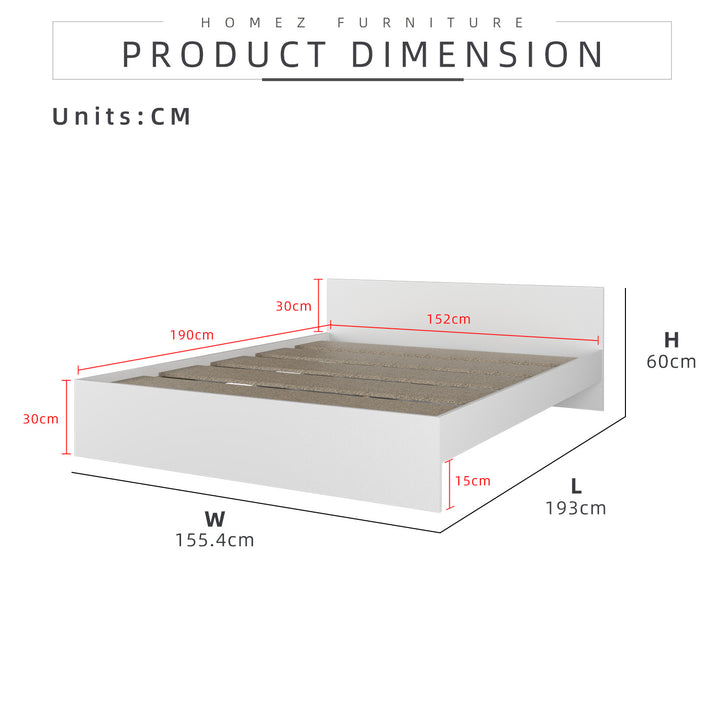 [COMBO] Homez Wooden Queen Bed Frame with Headboard / without Headboard + 5 Inch High Density Rebond Foam Mattress-BF-8003/8023