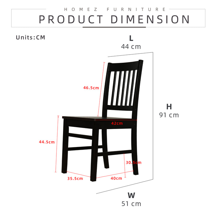 Homez 4 People Seater Pusan Metro Dining Set with 1 Table Solid Wood 4 Dining Chairs - HMZ-FN-DT-Metro(12075)-WN/DT-Metro(11370)-W5