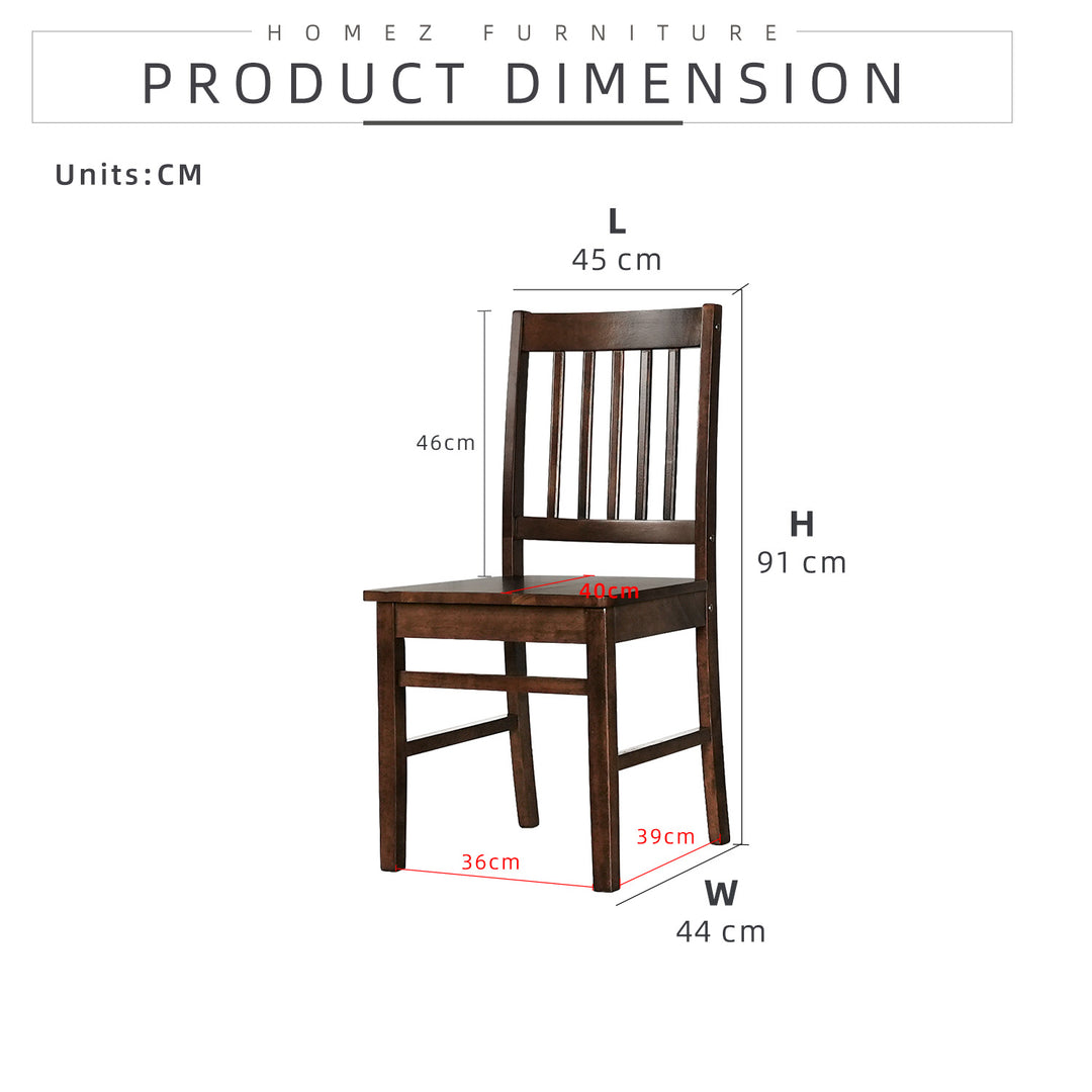 Homez 4 People Seater Pusan Metro Dining Set with 1 Table Solid Wood 4 Dining Chairs - HMZ-FN-DT-Metro(12075)-WN/DT-Metro(11370)-W5