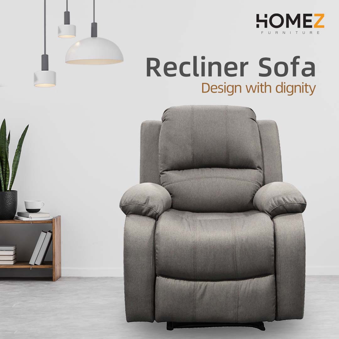 Homez 1 Seater Recliner Sofa TPU/PU Pet Friendly Fabric Linen Fabric Single Seat Sofa Bed SF-522/523/545