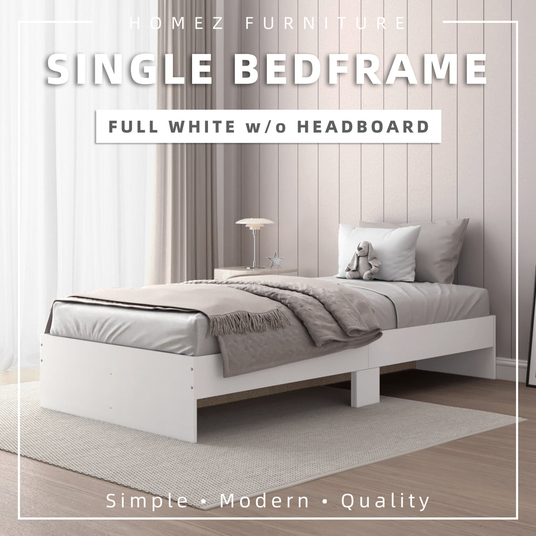 Homez Wooden Single / Queen Bed Frame Single hard bed frame board bedroom Minimalist - White 8002/8003