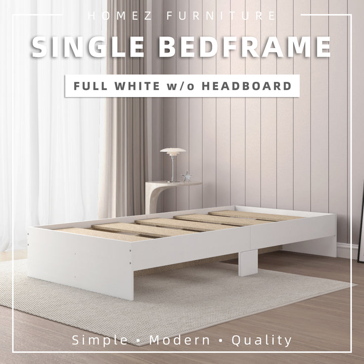 Homez Wooden Single / Queen Bed Frame Single hard bed frame board bedroom Minimalist - White 8002/8003