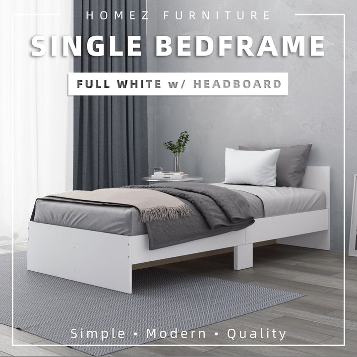 [COMBO] Homez Wooden Single Bed Frame with Headboard / without Headboard + 4 Inch Student High Density Rebond Foam Mattress-BF-8002/8022