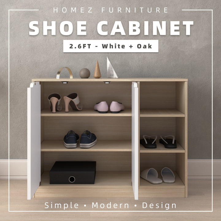 Homez 1.9FT/2.6FT Shoe Cabinet Modernist Design Shoe Rack / Rak Kasut-HMZ-FN-SR-3723/3724/3725