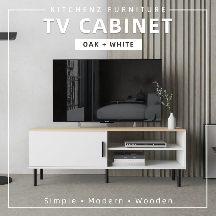 Homez 4FT / 5FT / 6FT TV Cabinet wooden TV Console living room Minimalist with PVC Leg white- 5914/5916/5926