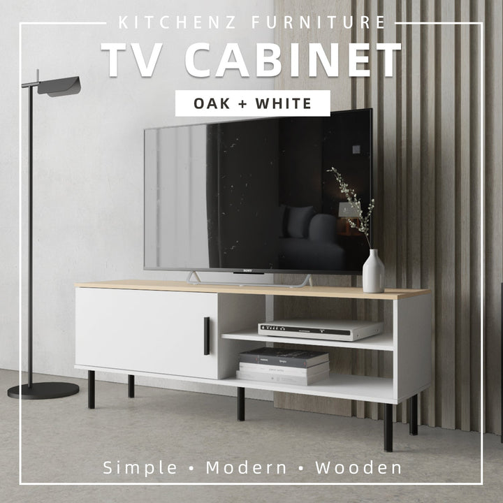 Homez 4FT / 5FT / 6FT TV Cabinet wooden TV Console living room Minimalist with PVC Leg white- 5914/5916/5926