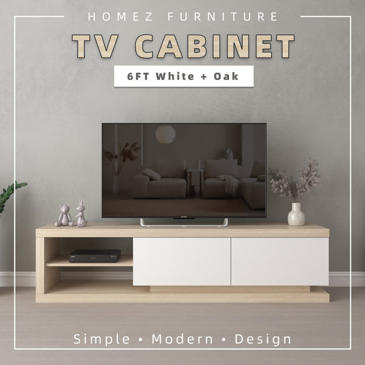 Homez 6FT Jordan Series TV Cabinet Minimalist Oak Katil kayu Kabinet TV-J5917