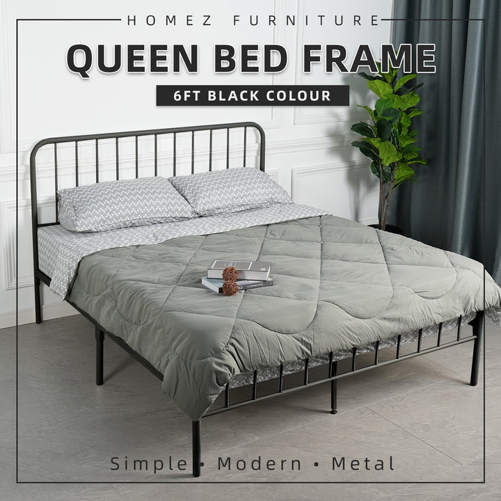 Homez 6.3FT 3V Powder Coated Metal Queen Size Bed Frame-FYDB-0025