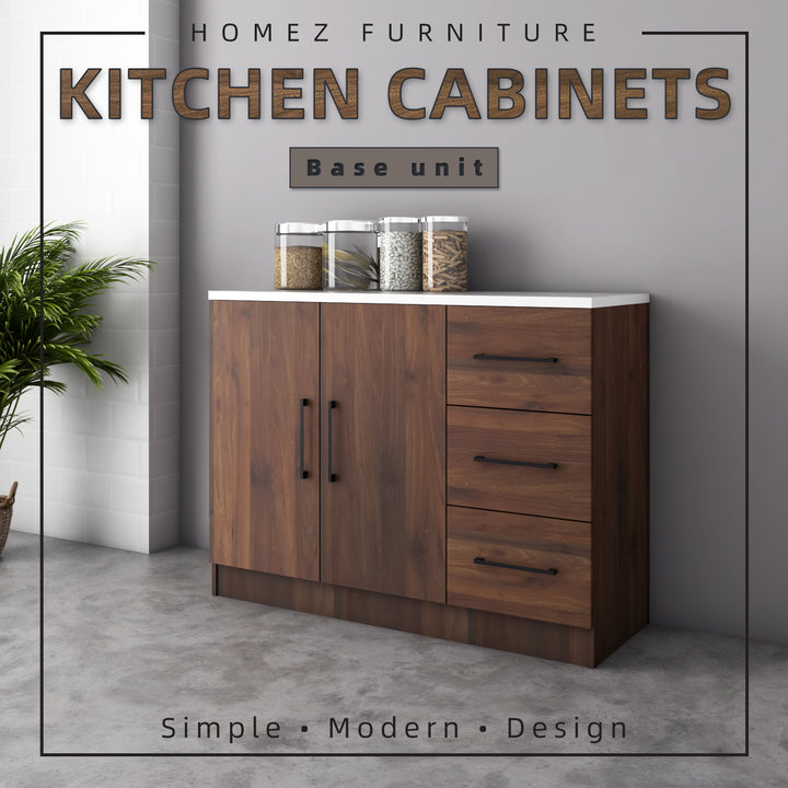 Homez 4FT Ventura Series Kitchen Cabinets Base Unit / Kitchen Storage-HMZ-KBC-MFC9012-WN