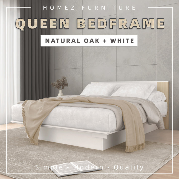 Homez 6.6FT Jordan Series Bed Frame Minimalist Oak Katil kayu queen-J8907