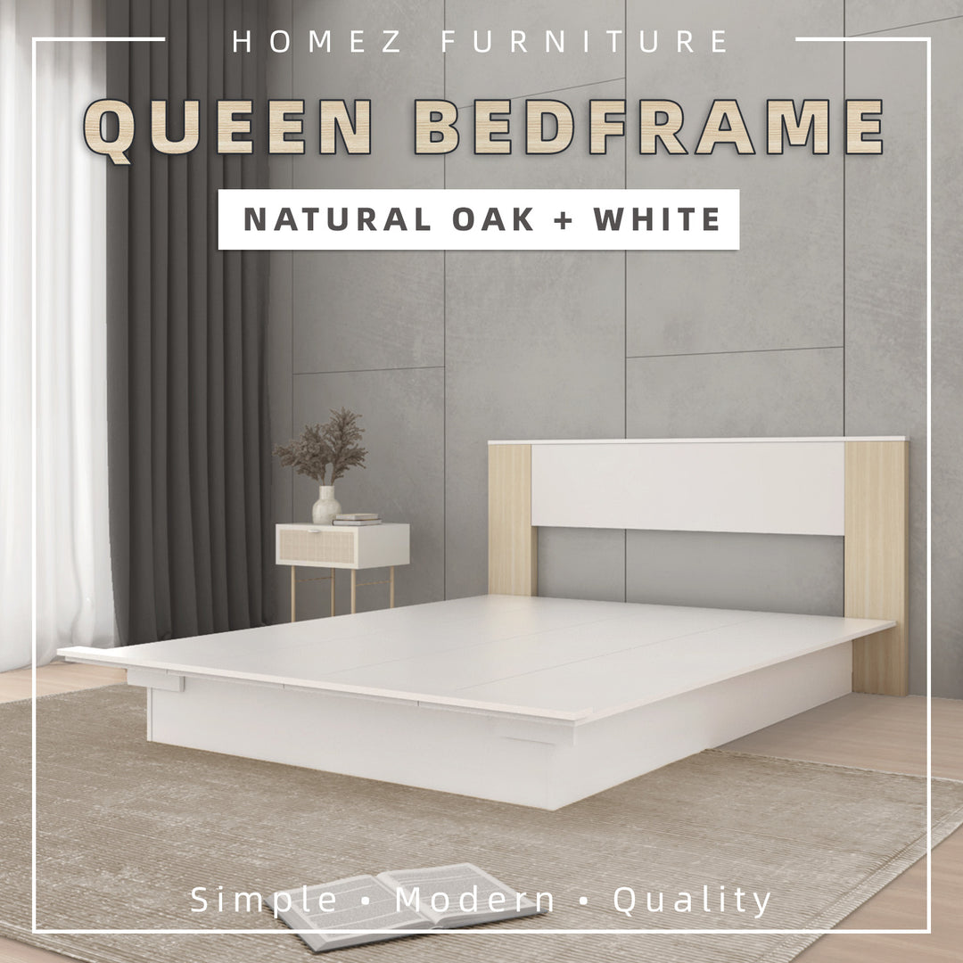 Homez 6.6FT Jordan Series Bed Frame Minimalist Oak Katil kayu queen-J8907