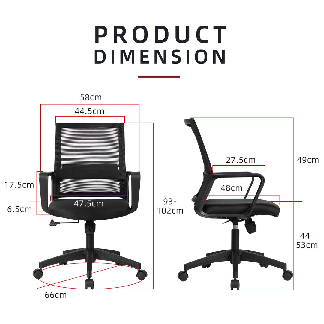 Homez EVA Mesh Office Chair with Ergonomic Design-HMZ-OC-MB-EVA-BK+BK