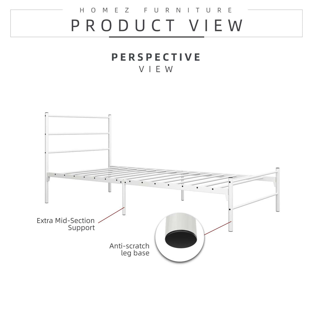 Homez 3V Single Size Powder Coat Metal Bed Frame-FYSB-0015/0011/0005