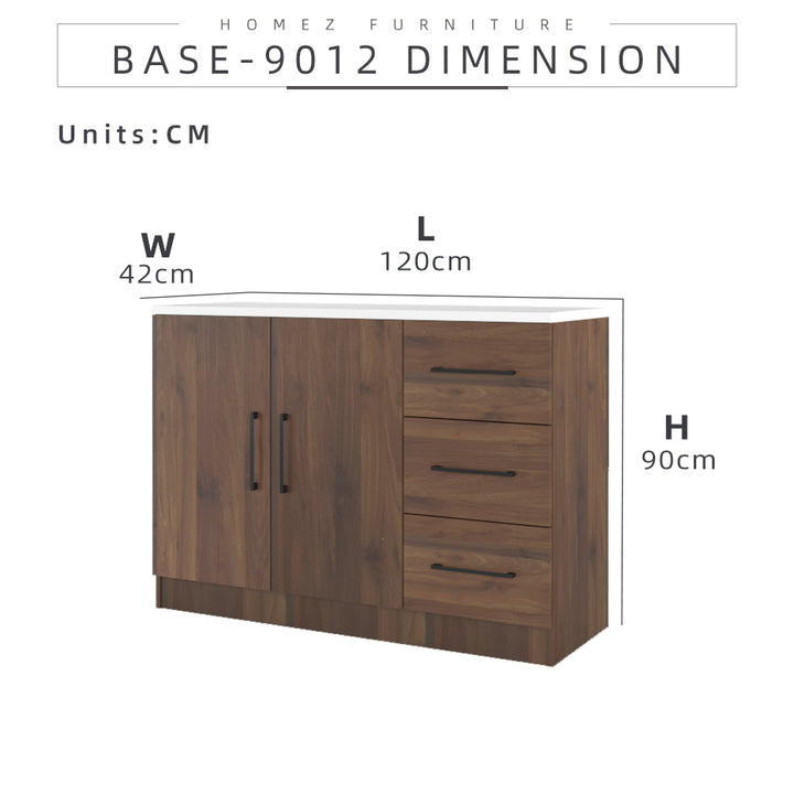 Homez 4FT Ventura Series Kitchen Cabinets Base Unit / Kitchen Storage-HMZ-KBC-MFC9012-WN