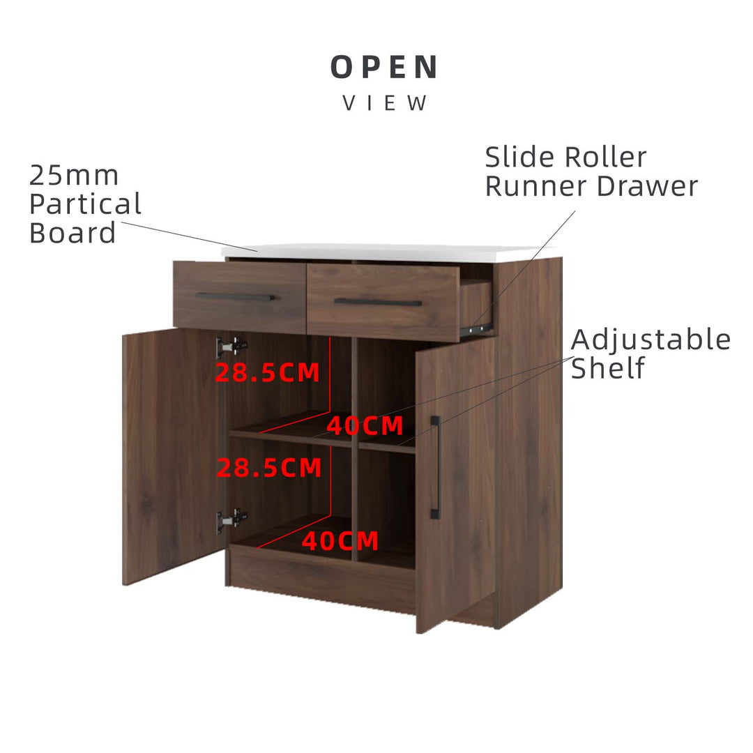 Homez 2.6FT Ventura Series Kitchen Cabinets Base Unit / Kitchen Storage-HMZ-KBC-MFC9080-WN