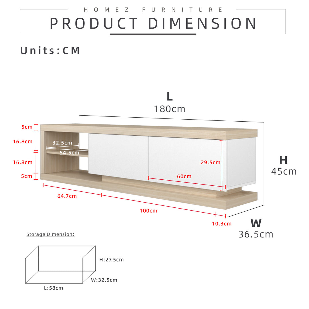 Homez 6FT Jordan Series TV Cabinet Minimalist Oak Katil kayu Kabinet TV-J5917