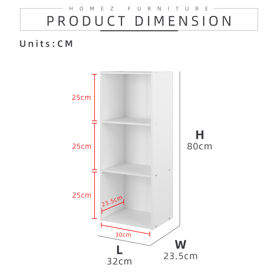 Homez 3/4/5 Tier Wooden Utility Cabinet Multi Purpose Functional Bookcase Storage Rack Alvin -1001/1010/1011/1021