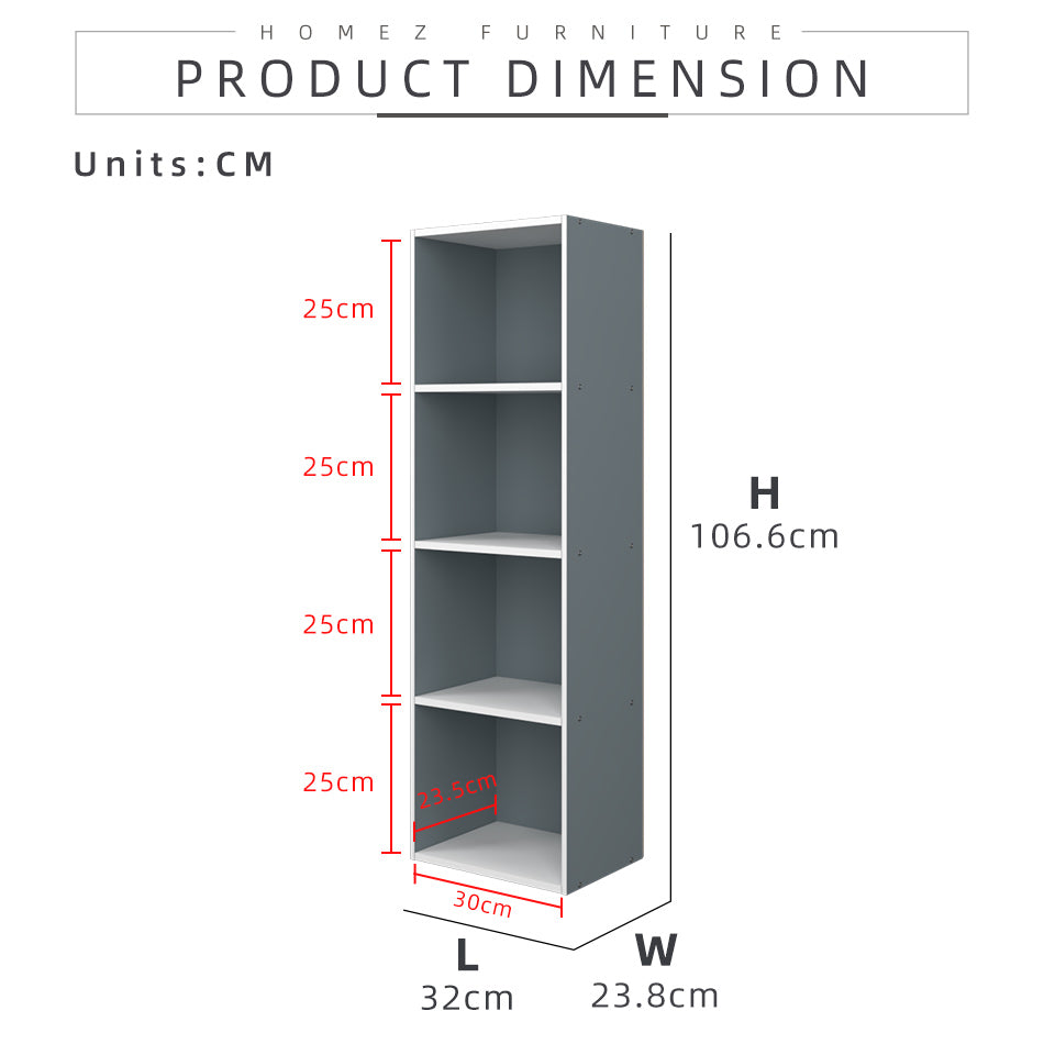 Homez 3/4/5 Tier Wooden Utility Cabinet Multi Purpose Functional Bookcase Storage Rack Alvin -1001/1010/1011/1021