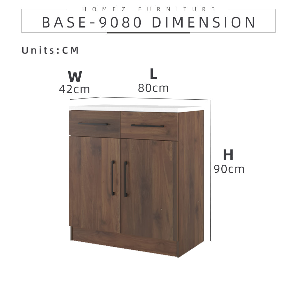 Homez 2.6FT Ventura Series Kitchen Cabinets Base Unit / Kitchen Storage-HMZ-KBC-MFC9080-WN