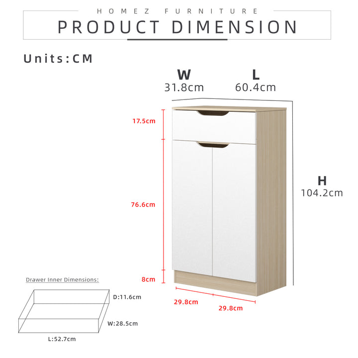 Homez 1.9FT/2.6FT Shoe Cabinet Modernist Design Shoe Rack / Rak Kasut-HMZ-FN-SR-3723/3724/3725