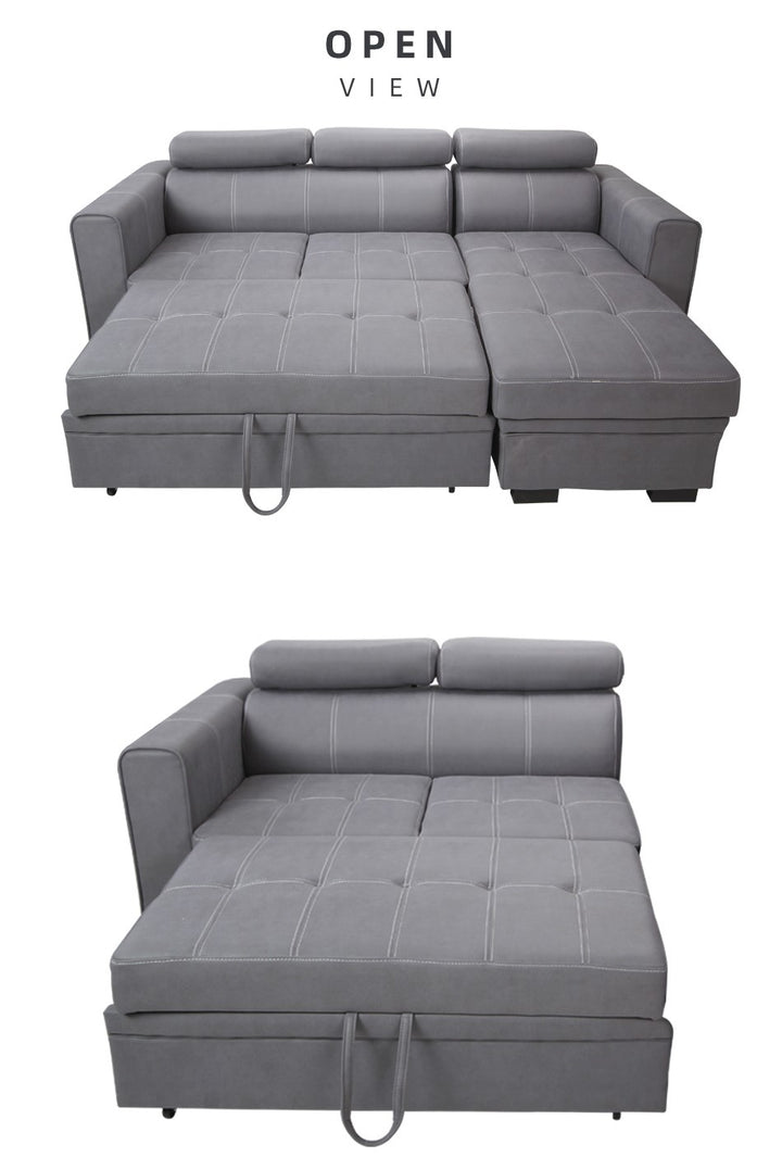 Homez 6.6FT L-Shape Leathaire 3 Seater Sofa / Sofa Bed-HMZ-FN-SF-Y2960