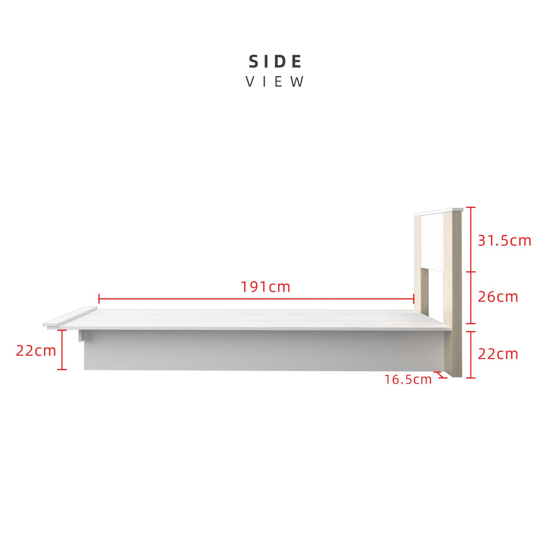 Homez 6.6FT Jordan Series Wooden Single Bed Frame with Headboard - BF-J8901