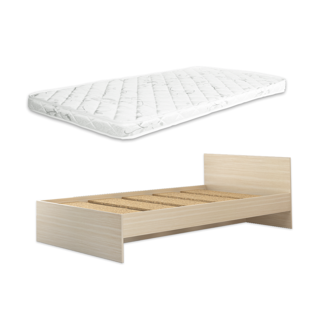 [COMBO] Homez Wooden Single Bed Frame with Headboard / without Headboard + 4 Inch Student High Density Rebond Foam Mattress-BF-8002/8022