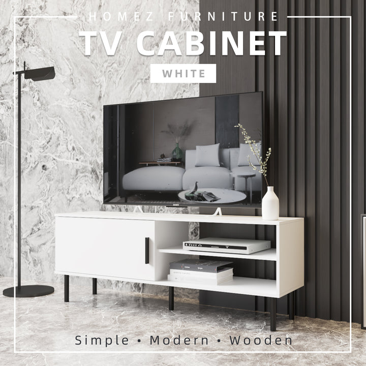 Homez 4FT / 5FT / 6FT TV Cabinet wooden TV Console living room Minimalist with PVC Leg white- 5914/5916/5926