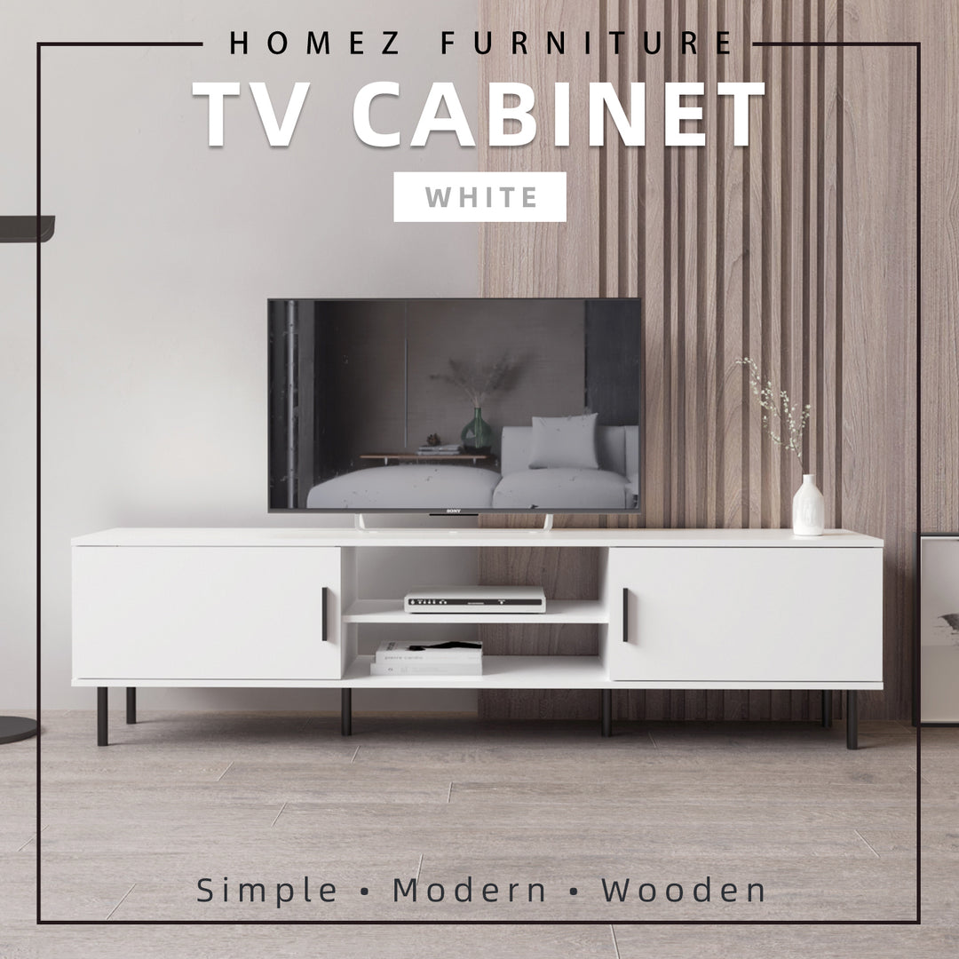 Homez 4FT / 5FT / 6FT TV Cabinet wooden TV Console living room Minimalist with PVC Leg white- 5914/5916/5926