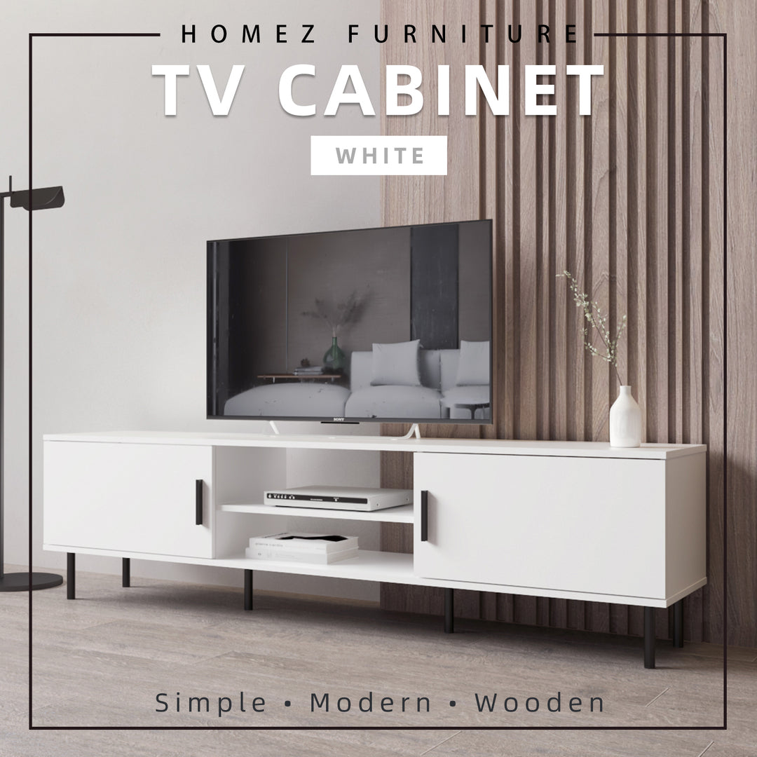 Homez 4FT / 5FT / 6FT TV Cabinet wooden TV Console living room Minimalist with PVC Leg white- 5914/5916/5926