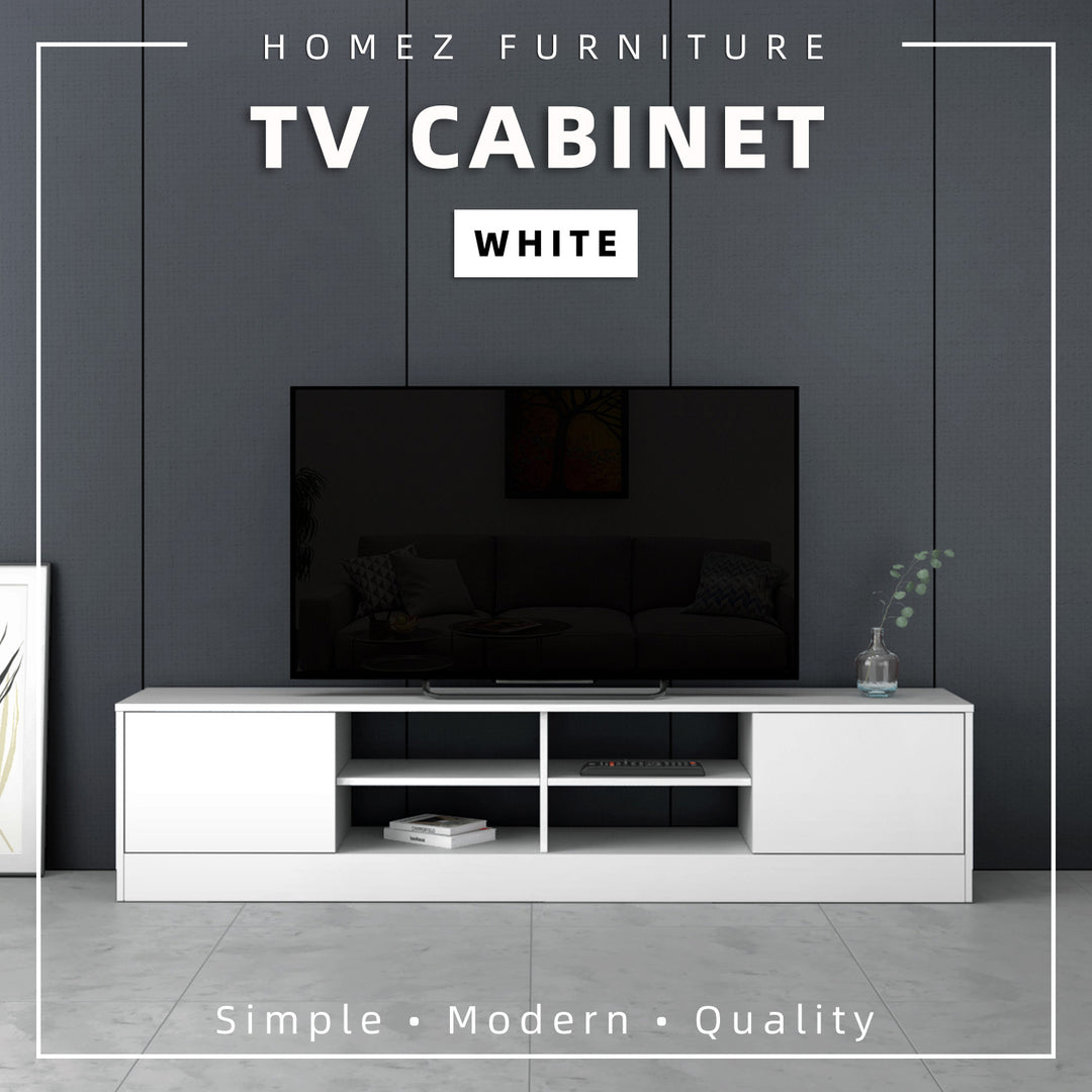 Homez 4FT / 5FT / 6FT TV Cabinet wooden TV Console living room Minimalist with PVC Leg white- 5914/5916/5926