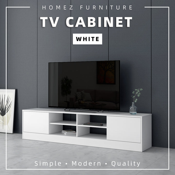 Homez 4FT / 5FT / 6FT TV Cabinet wooden TV Console living room Minimalist with PVC Leg white- 5914/5916/5926