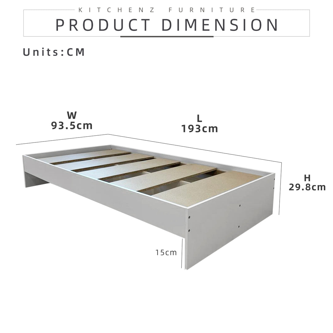 Homez Wooden Single / Queen Bed Frame Single hard bed frame board bedroom Minimalist - White 8002/8003