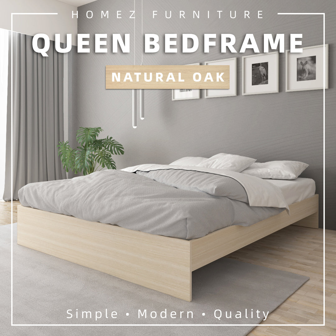 Homez Wooden Single / Queen Bed Frame Single hard bed frame board bedroom Minimalist - White 8002/8003