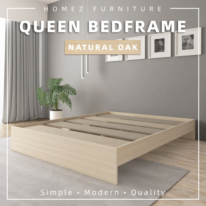 Homez Wooden Single / Queen Bed Frame Single hard bed frame board bedroom Minimalist - White 8002/8003