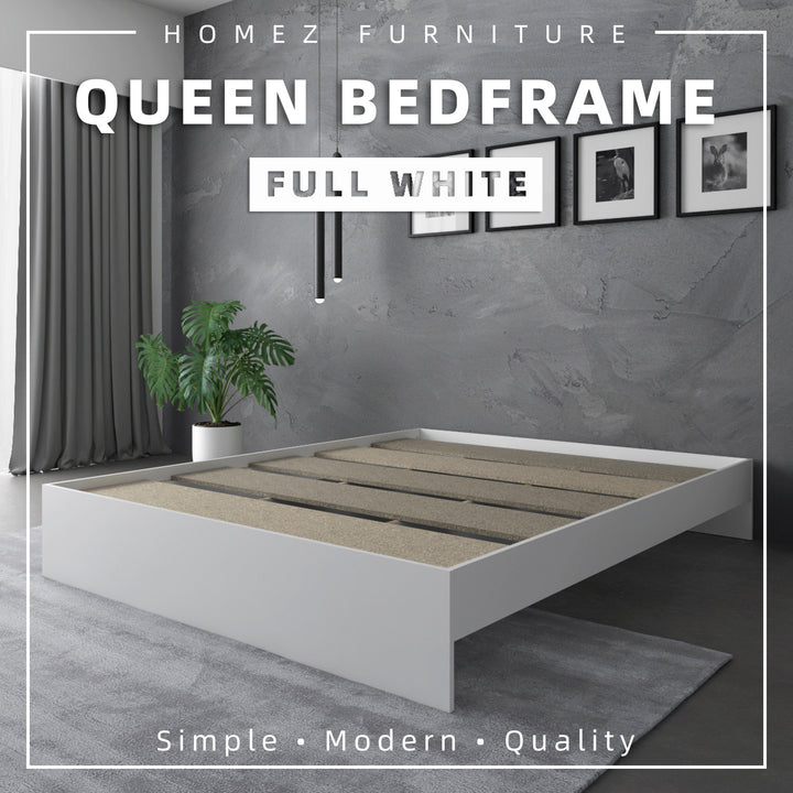 Homez Wooden Single / Queen Bed Frame Single hard bed frame board bedroom Minimalist - White 8002/8003