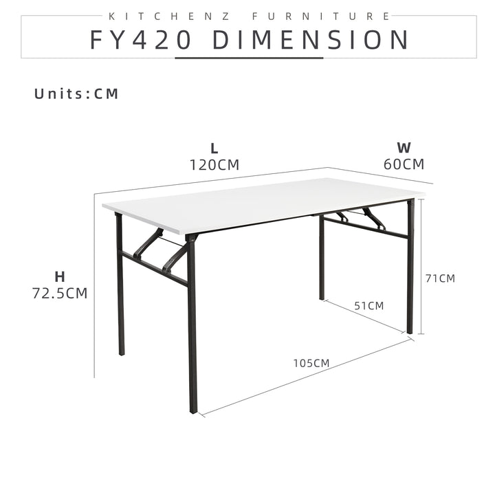 Homez 4FT Writing Table Solid Board with 1 Locker + 2 Drawers / Banquet Table with Metal Leg